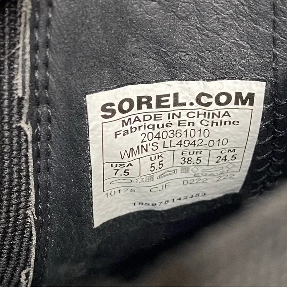 Sorel Brex Black White Leather Heeled Chelsea Bootie 7 1/2 - Picture 11 of 14